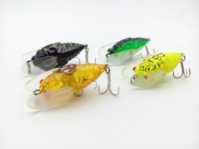 4pcs/lot Popular Insect Fishng Lures Cicada Bionic Fishing Bait 4 Colors 4cm/6g Routines Fishing Lure Accessories