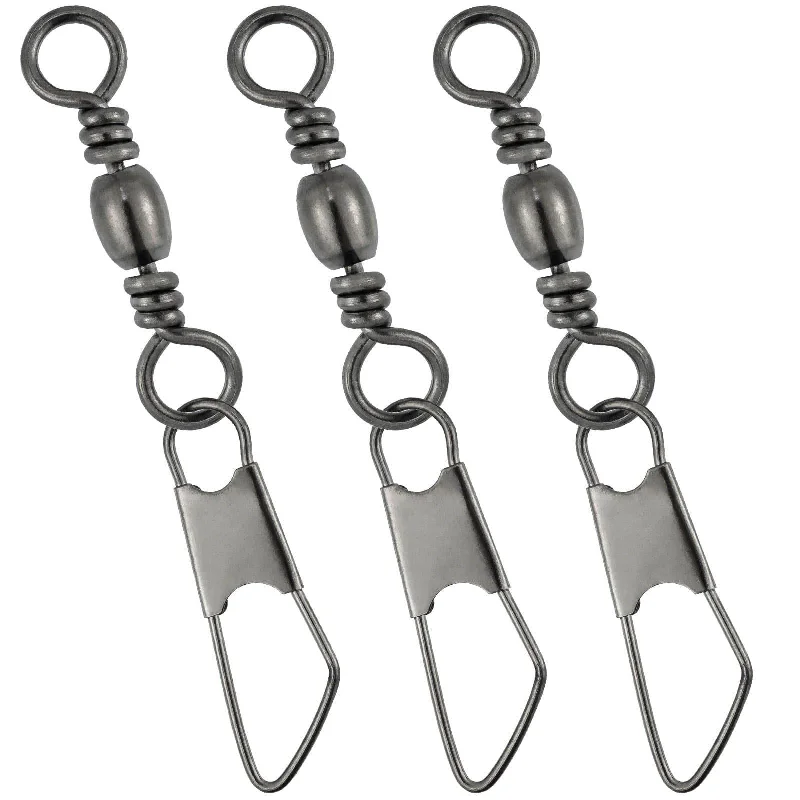 Dr.Fish 50pcs Barrel Swivel with Lock Safety Snap 15-110lb