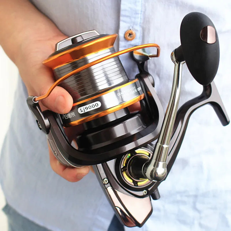 free delivery 9000 full metal wire cup wheel cast fishing reel by sea rod fishing ship wheel gear wholesale