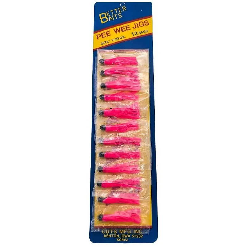 Better Baits Pee Wee Jigs 1/64 Oz Card Of 12