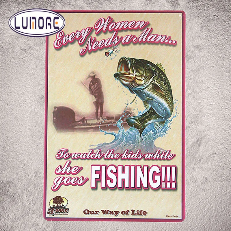 Popular gift METAL Art Wall Decor Retro Gone Fishing Tin Sign Poster Ad sticker C65