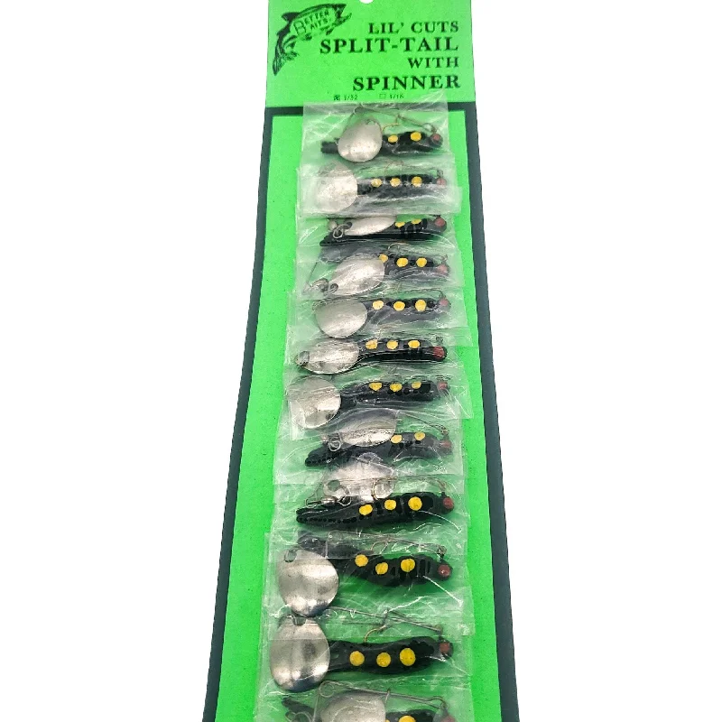 Better Baits Lil Cuts Split Tails W/ Spinner Card Of 12 (Vintage)