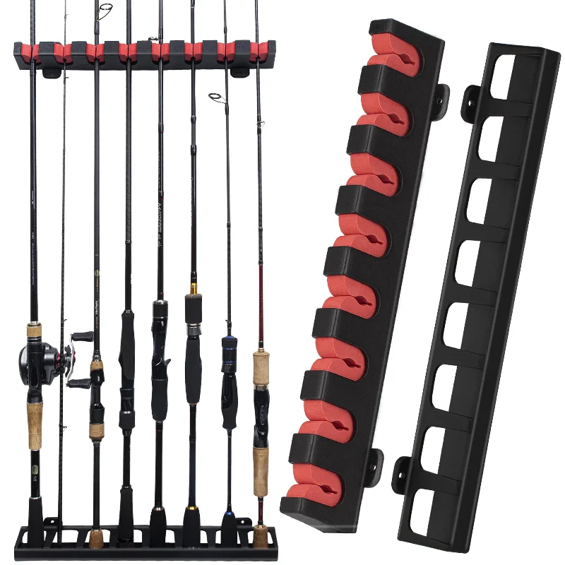 THKFISH Wall Mount Vertical Fishing Rod Rack Holds 8 Rods