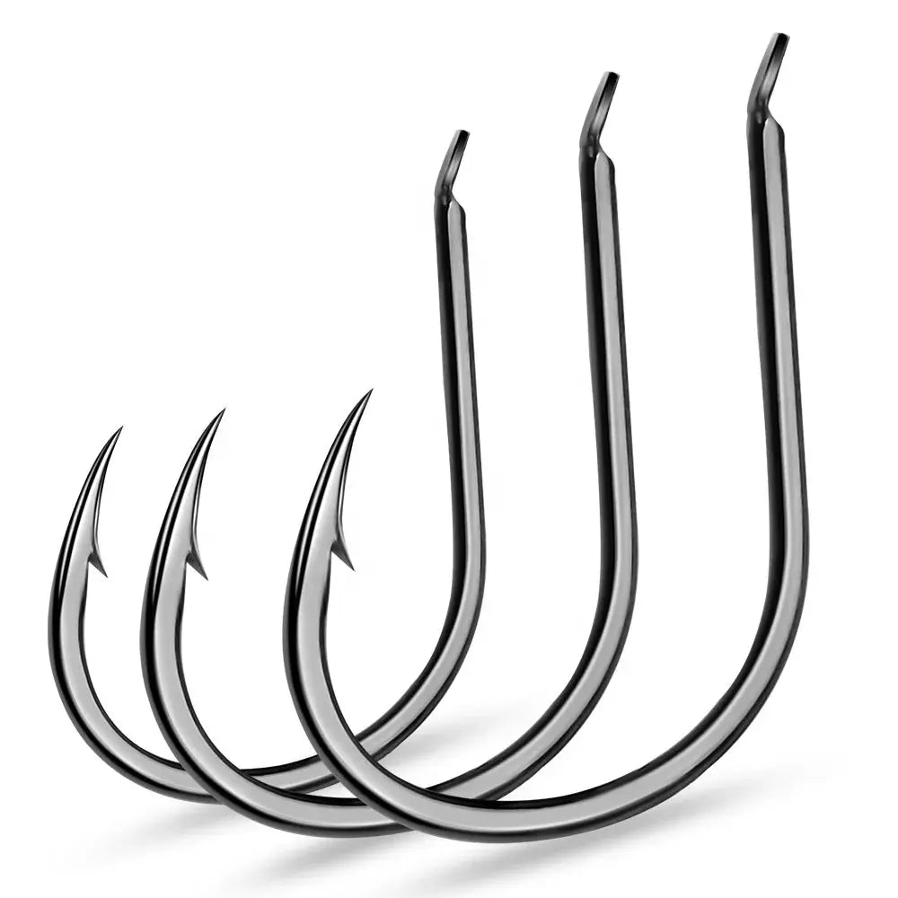 Lureswholesale® High Carbon Steel Single Flat Eye Worm Hooks with Barb 200pcs/bag