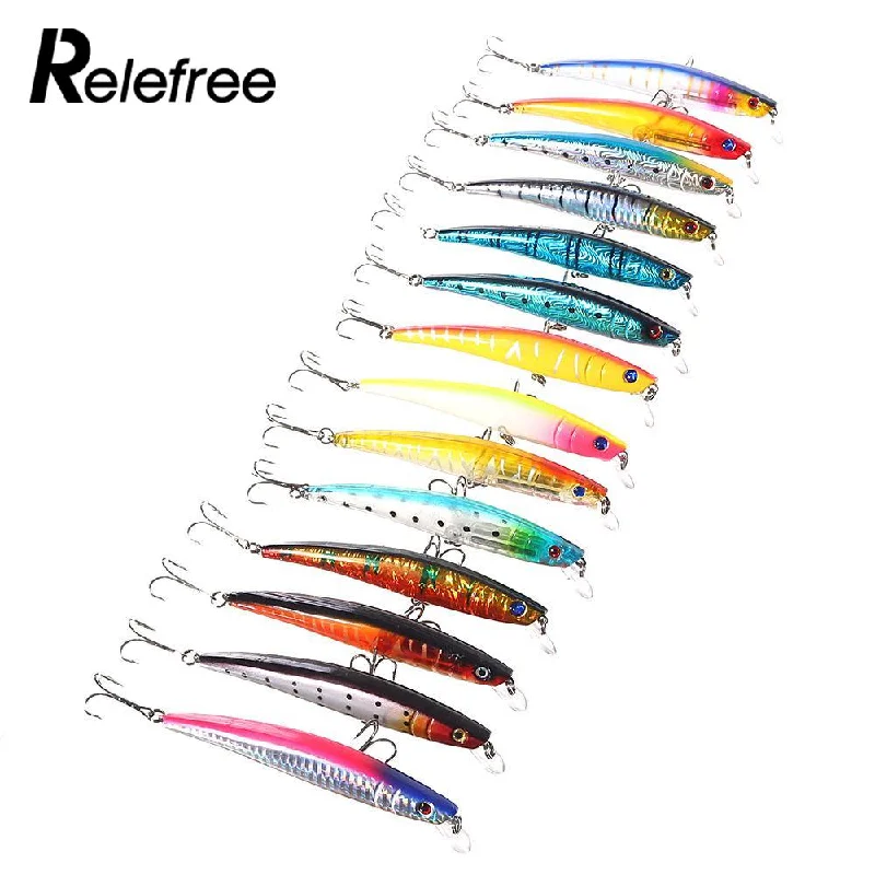 Relefree Minnow Fishing Lures Crankbait Fishhooks Tackle 3D Eyes 11.5cm 12g Lifelike ABS Equipment Popular Tools