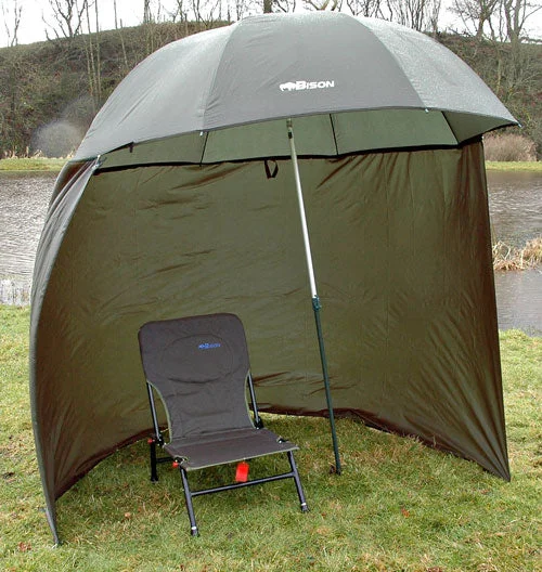 88" 2.2m  DELUX BISON TOP TILT FISHING UMBRELLA BROLLY SHELTER WITH ZIP ON SIDES