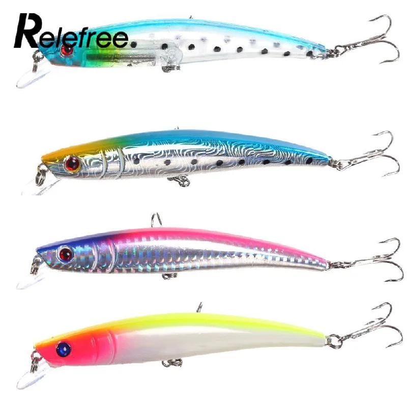 Relefree 5 Pcs Minnow Fishing Lures Bass Crankbait Fishhooks Tackle 11.5cm 12g Lifelike ABS Equipment Popular Tools