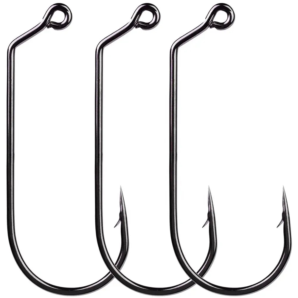 Lureswholesale® Round Bend Heavy Wire 60 Degree Jig Hook with Black Nickle 100pcs one bag