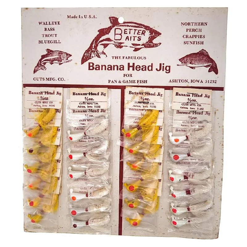 Better Baits Banana Head Jigs Card Of 24 Yellow/White