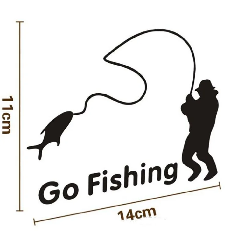 2017 Top selling Fashion 14*11cm Popular Go Fishing  Vinyl Car Graphics Window Vehicle Sticker Decal Decor Auto Car Styling