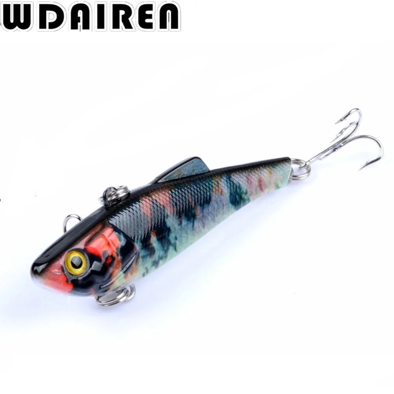 WDAIREN Popular Vib Crankbait 7cm 6.6g Fishing Lure High Quality Fishing Bait Strong Treble 3D Eyes Hooks Fish Wobbler WD-446