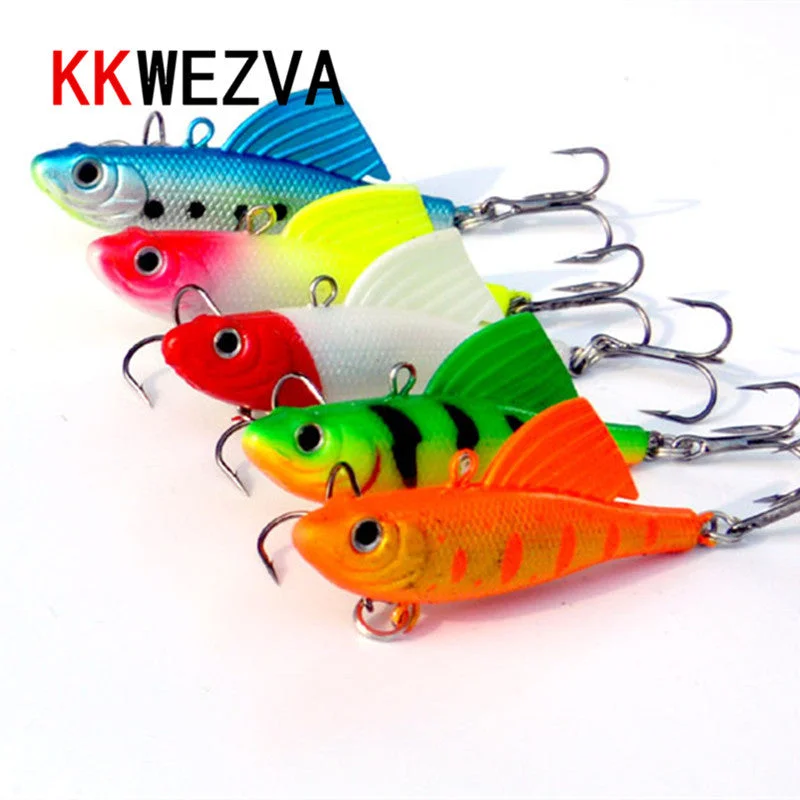 5pcs Popular Pie Soft Fish Vib 3D Eyes Fishing Lure High Quality Fishing Bait Strong Treble Hooks Fish Wobbler Pesca Ice bait