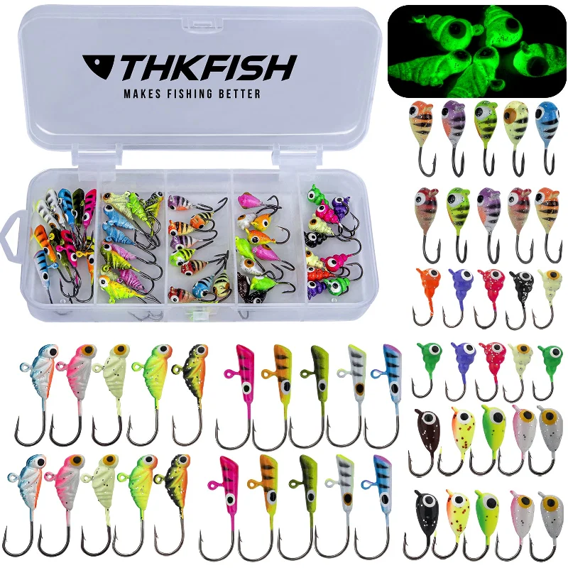 THKFISH Ice Fishing Jigs Kit 50PCS