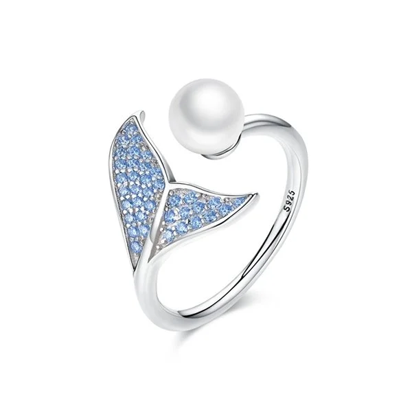 925 Sterling Silver Pearl Tail Ring