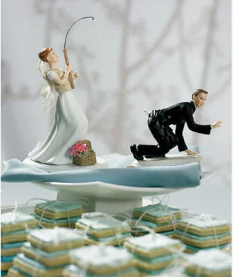 2017 Free Shipping Popular Wedding Cake Topper  cake Topper fishing in pond Wedding Favor and Decoration